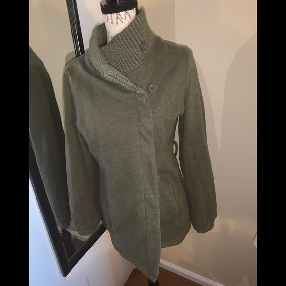 Green Merona Wrap Button Front Fleece Jacket - Picture 1 of 5
